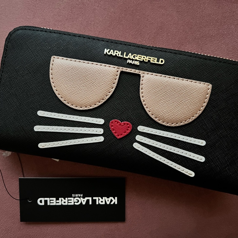 Karl Lagerfeld Black Wallet with Cat Design
